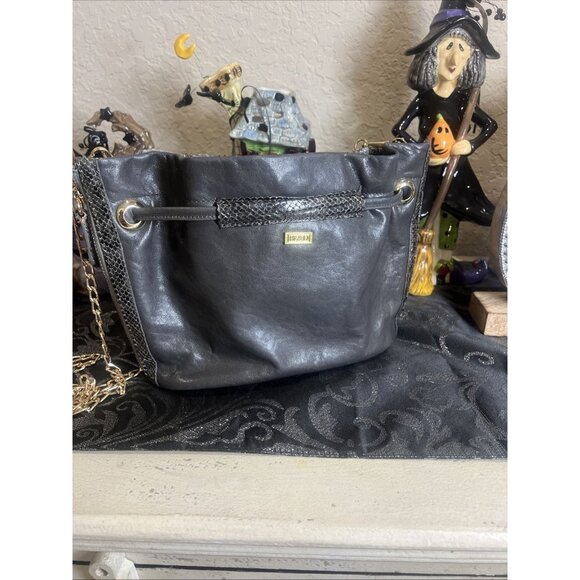 BE&D Genuine Leather Python Bucket Drawstring Crossbody Handbag Purse Nordstrom - Picture 3 of 12